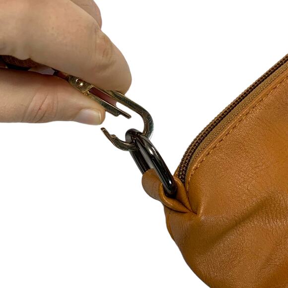 Inzi Faux Leather Adjustable Crossbody Bag Brown Medium Minimalist Timeless - Picture 6 of 9